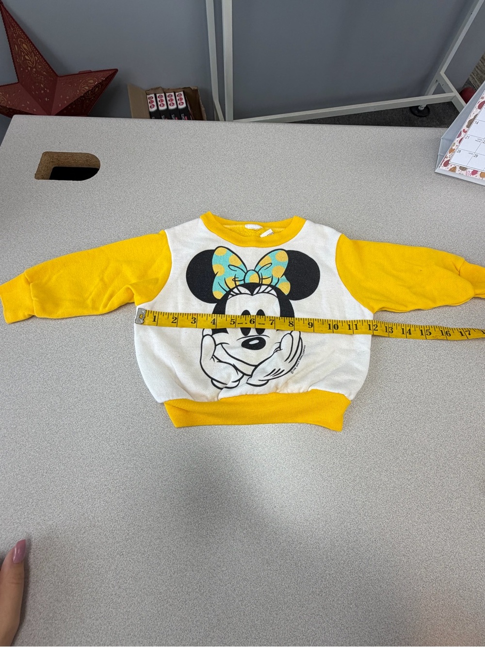 Vintage Disney Minnie Mouse Sweatshirt Yellow White Raglan 18m to 2T